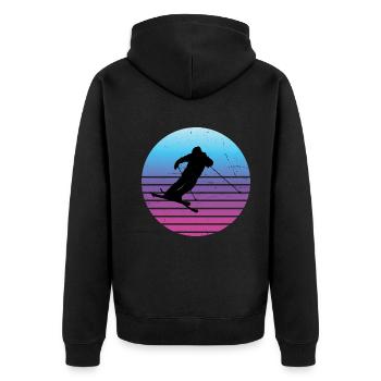 Slopestyle Herren Ski Jumping Freestyle Ski - Unisex Premium Bio Zip Hoodie - Schwarz - Hinten - Nico (187cm)