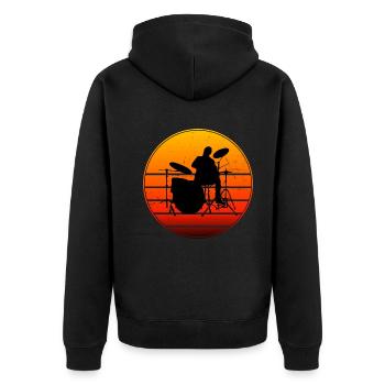 Schlagzeugspielen Schlagzeugspieler Schlagzeuger - Unisex Premium Bio Zip Hoodie - Schwarz - Hinten - Nico (187cm)