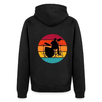 Drum Kit Drumming Women Percussionist - Unisex Premium Organic Zip Hoodie - black - Back - Nico (187cm)