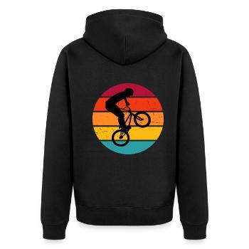 Herren bmx jungen Bike bmx fahrrad Radfahren - Unisex Premium Bio Zip Hoodie - Schwarz - Hinten - Nico (187cm)