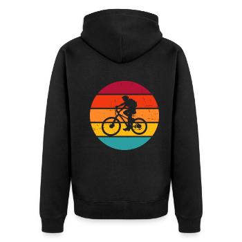 Radfahrer Radsport Mountainbike Radfahren - Unisex Premium Bio Zip Hoodie - Schwarz - Hinten - Nico (187cm)