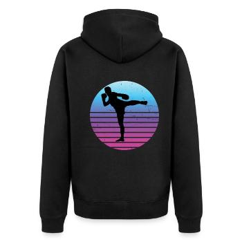Boxe Thaï Féminine Thai Muay Thai Hommes - Veste à capuche bio Premium Unisexe - noir - Dos - Nico (187cm)