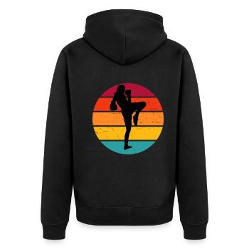 Men's Thai Boxing Women Thai Boxing Thaiboxing - Unisex Premium Organic Zip Hoodie - black - Back - Nico (187cm)