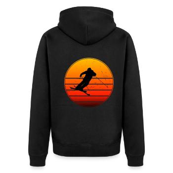 Slopestyle Herren Ski Jumping Freestyle Ski - Unisex Premium Bio Zip Hoodie - Schwarz - Hinten - Nico (187cm)