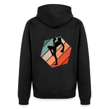 Boxing Kickbox Kickboxer Kickboxing Kickboxen - Unisex Premium Bio Zip Hoodie - Schwarz - Hinten - Nico (187cm)