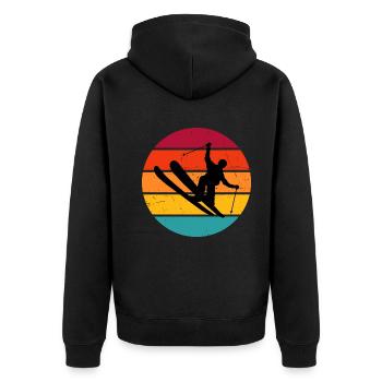 Ski Jumping Ski Freestyle Slopestyle Damen - Unisex Premium Bio Zip Hoodie - Schwarz - Hinten - Nico (187cm)