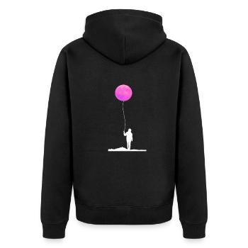 Moon Sunset Balloon Full Moon Balloon - Unisex Premium Organic Zip Hoodie - black - Back - Nico (187cm)