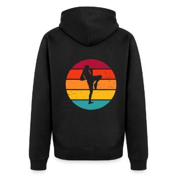 Thai Boxing Thai Boxing Women Muay Thai Thai Boxing - Unisex Premium Organic Zip Hoodie - black - Back - Nico (187cm)