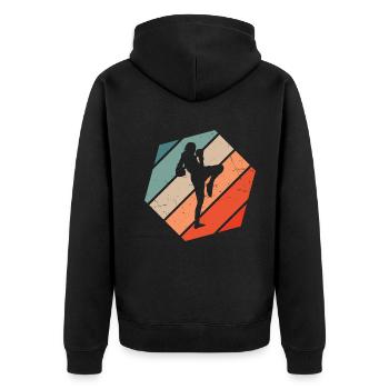 Thai Boxing Women Thaiboxing Men Thai Box - Unisex Premium Organic Zip Hoodie - black - Back - Nico (187cm)