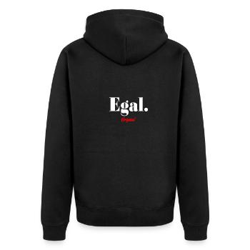 Ach, ist mir egal - Egal ist 88 - Ist doch egal - Unisex Premium Bio Zip Hoodie - Schwarz - Hinten - Nico (187cm)