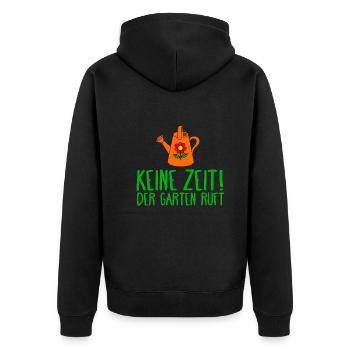 KEINE ZEIT DER GARTEN RUFT - GÄRTNER - Unisex Premium Bio Zip Hoodie - Schwarz - Hinten - Nico (187cm)