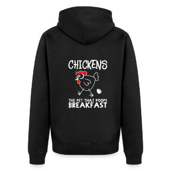 Chicken Breakfast - Hühner Frühstück Eier Geschenk - Unisex Premium Bio Zip Hoodie - Schwarz - Hinten - Nico (187cm)