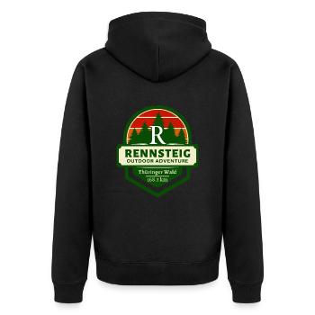 Rennsteig-Thüringer Wald-Thüringen - Unisex Premium Bio Zip Hoodie - Schwarz - Hinten - Nico (187cm)