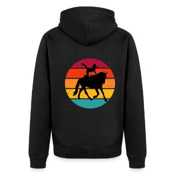 Men's Women's Artistic Gymnastics on Horseback - Unisex Premium Organic Zip Hoodie - black - Back - Nico (187cm)