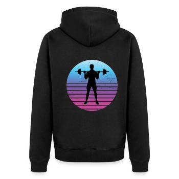 Fitness Cardio Haltérophilie Hommes Femmes Endurance - Veste à capuche bio Premium Unisexe - noir - Dos - Nico (187cm)