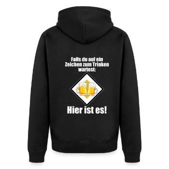 Zeichen Zum Trinken Saufshirt Mallorca Saufen Bier - Unisex Premium Bio Zip Hoodie - Schwarz - Hinten - Nico (187cm)