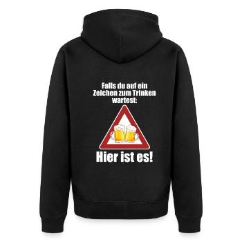 Zeichen Zum Trinken Saufshirt Mallorca Saufen Bier - Unisex Premium Bio Zip Hoodie - Schwarz - Hinten - Nico (187cm)