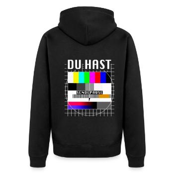 Du Hast Sendepause Testbild 90er Party 80er Jahre - Unisex Premium Bio Zip Hoodie - Schwarz - Hinten - Nico (187cm)