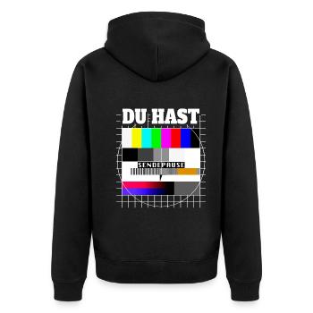 Du Hast Sendepause Testbild 90er Party 80er Jahre - Unisex Premium Bio Zip Hoodie - Schwarz - Hinten - Nico (187cm)