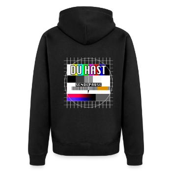 Du Hast Sendepause Testbild 90er Party 80er Jahre - Unisex Premium Bio Zip Hoodie - Schwarz - Hinten - Nico (187cm)