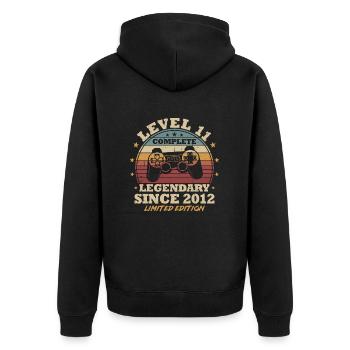 Level 11 Freigeschaltet 11 Jahre Geburtstag Gamer - Unisex Premium Bio Zip Hoodie - Schwarz - Hinten - Nico (187cm)