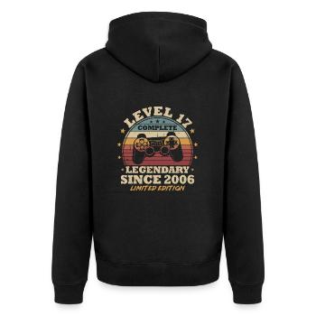 Level 17 Unlocked 17 Years Birthday Gamer - Unisex Premium Organic Zip Hoodie - black - Back - Nico (187cm)