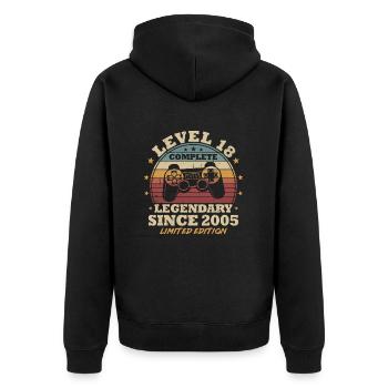 Level 18 Unlocked 18 Years Birthday Gamer - Unisex Premium Organic Zip Hoodie - black - Back - Nico (187cm)