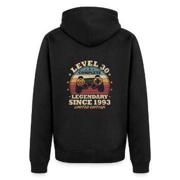 Level 30 Unlocked 30 Years Birthday Gamer - Unisex Premium Organic Zip Hoodie - black - Back - Nico (187cm)