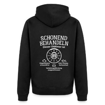 89. Geburtstag Schonend Behandeln Oldtimer Ist 89 - Unisex Premium Bio Zip Hoodie - Schwarz - Hinten - Nico (187cm)