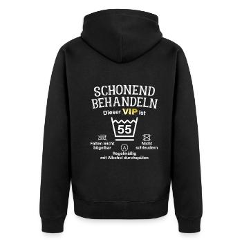55. Geburtstag Schonend Behandeln 55 VIP ist 55 - Unisex Premium Bio Zip Hoodie - Schwarz - Hinten - Nico (187cm)