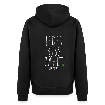Veganer Jeder Biss Zählt Ich Liebe Tiere Go Vegan - Unisex Premium Bio Zip Hoodie - Schwarz - Hinten - Nico (187cm)