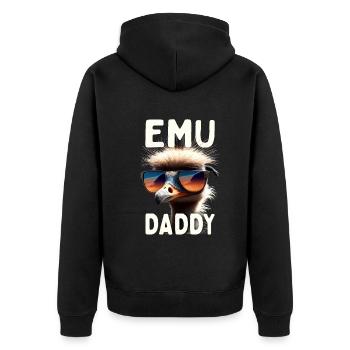 Emu Daddy Bird Ostrich Ratite Dad Father's Day Emu - Unisex Premium Organic Zip Hoodie - black - Back - Nico (187cm)