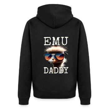 Emu Daddy Bird Ostrich Ratite Dad Father's Day Emu - Unisex Premium Organic Zip Hoodie - black - Back - Nico (187cm)