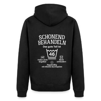 46. Geburtstag Schonend Behandeln 46 Teil Ist 46 - Unisex Premium Bio Zip Hoodie - Schwarz - Hinten - Nico (187cm)