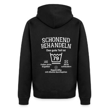 79. Geburtstag Schonend Behandeln 79 Teil Ist 79 - Unisex Premium Bio Zip Hoodie - Schwarz - Hinten - Nico (187cm)