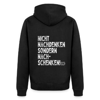 Nicht Nachdenken Sondern Nachschenken Bier Alk JGA - Unisex Premium Bio Zip Hoodie - Schwarz - Hinten - Nico (187cm)