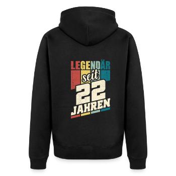 22. Geburtstag Legendär Seit 22 Jahren Legende 22 - Unisex Premium Bio Zip Hoodie - Schwarz - Hinten - Nico (187cm)