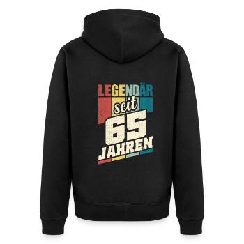 65. Geburtstag Legendär Seit 65 Jahren Legende 65 - Unisex Premium Bio Zip Hoodie - Schwarz - Hinten - Nico (187cm)
