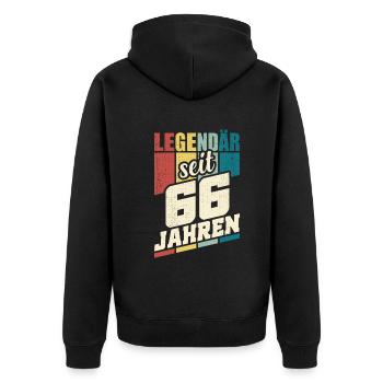 66. Geburtstag Legendär Seit 66 Jahren Legende 66 - Unisex Premium Bio Zip Hoodie - Schwarz - Hinten - Nico (187cm)