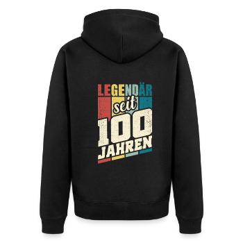 100. Geburtstag Legendär Seit 100 Jahren Hundert - Unisex Premium Bio Zip Hoodie - Schwarz - Hinten - Nico (187cm)