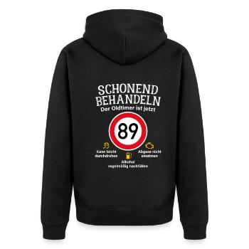 89. Geburtstag Schonend Behandeln Oldtimer Ist 89 - Unisex Premium Bio Zip Hoodie - Schwarz - Hinten - Nico (187cm)