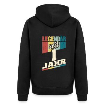 1. Geburtstag Legendär Seit 1 Jahr Legende 1 - Unisex Premium Bio Zip Hoodie - Schwarz - Hinten - Nico (187cm)