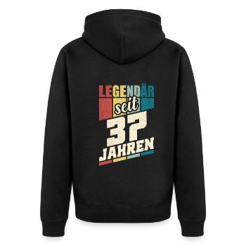 37. Geburtstag Legendär Seit 37 Jahren Legende 37 - Unisex Premium Bio Zip Hoodie - Schwarz - Hinten - Nico (187cm)
