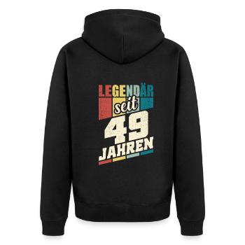 49. Geburtstag Legendär Seit 49 Jahren Legende 49 - Unisex Premium Bio Zip Hoodie - Schwarz - Hinten - Nico (187cm)