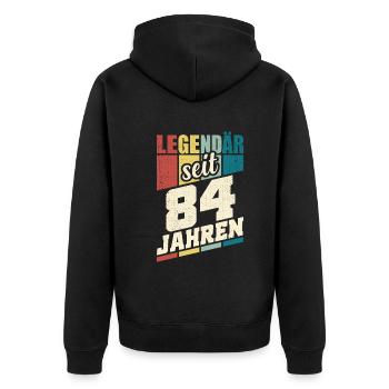 84. Geburtstag Legendär Seit 84 Jahren Legende 84 - Unisex Premium Bio Zip Hoodie - Schwarz - Hinten - Nico (187cm)