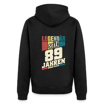89. Geburtstag Legendär Seit 89 Jahren Legende 89 - Unisex Premium Bio Zip Hoodie - Schwarz - Hinten - Nico (187cm)