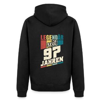 97. Geburtstag Legendär Seit 97 Jahren Legende 97 - Unisex Premium Bio Zip Hoodie - Schwarz - Hinten - Nico (187cm)