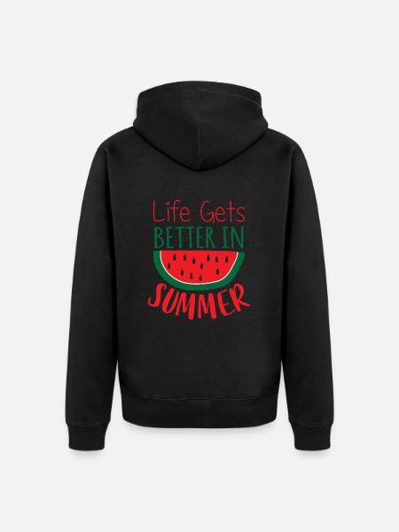 Life gets better in summer - Unisex Premium Organic Zip Hoodie - black