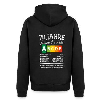 78 Jahre Feinste Qualität Geschenk 78. Geburtstag - Unisex Premium Bio Zip Hoodie - Schwarz - Hinten - Nico (187cm)