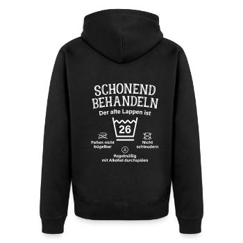 26. Geburtstag Schonend Behandeln Alte Lappen 26 - Unisex Premium Bio Zip Hoodie - Schwarz - Hinten - Nico (187cm)